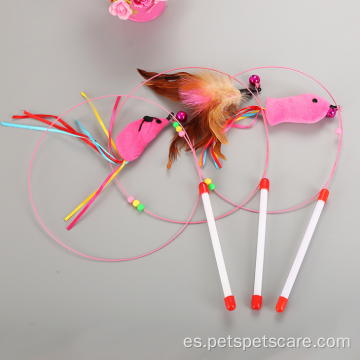 Acero con ratón de plumas para juguetes interactivos para gatos